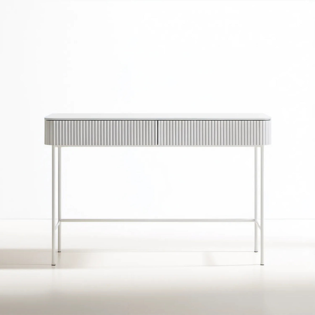 Białe biurko z 2 szufladami 120 x 60 x 75 cm z lakierowanej płyty MDF i stali
