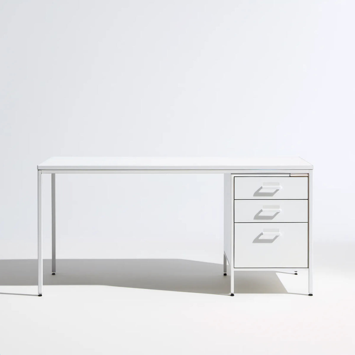 Białe biurko stalowe z 3 szufladami, 120 x 60 x 75 cm