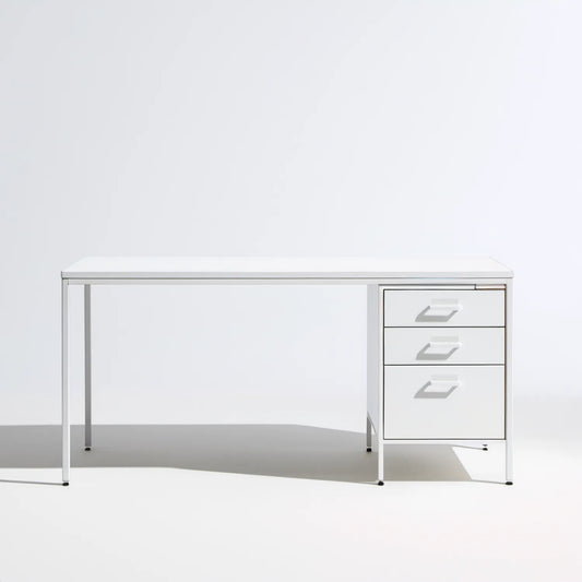 Białe biurko stalowe z 3 szufladami, 120 x 60 x 75 cm