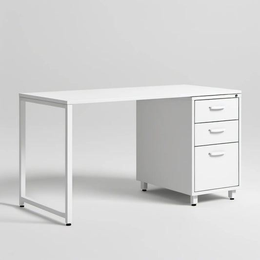 Białe biurko prostokątne z 3 szufladami, 120 x 60 x 75 cm