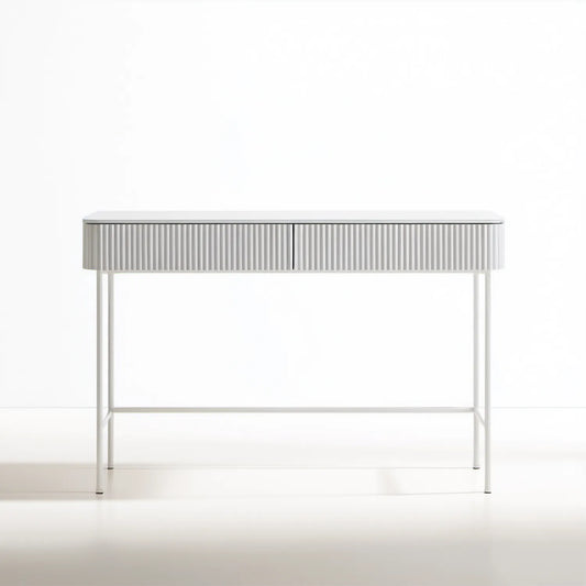 Białe biurko z 2 szufladami 120 x 60 x 75 cm z lakierowanej płyty MDF i stali