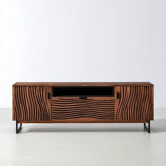 Brązowa szafka RTV z litego drewna mango 160 x 40 x 70 cm